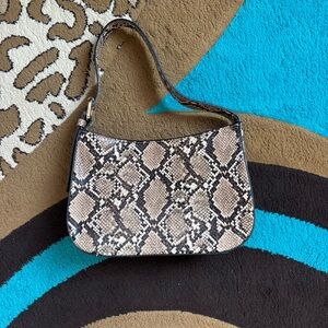 Brandy Melville Black and Tan Snakeskin Shoulder Bag